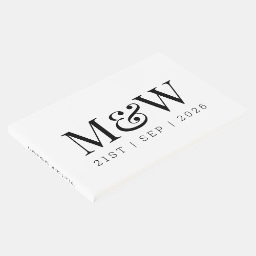 Modern Black and White Monogram Wedding Guest Book