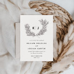 Modern Black and White Monogram Wedding Invitation<br><div class="desc">Modern wedding invitations featuring an elegant,  hand-drawn laurel wreath around the couple's initials. Customize your text and colors to fit your style. Full matching wedding party suite available.</div>