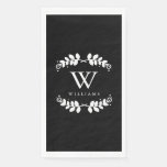 Modern Black and White Monogrammed Paper Guest Towels