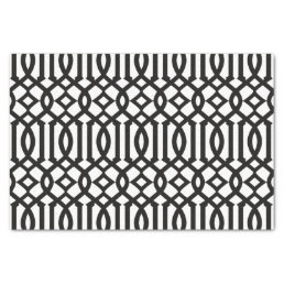 Modern Black and White Moroccan Trellis Pattern Tissue Paper