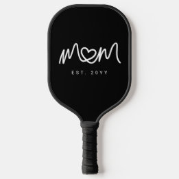 Modern Black and White Mother Mom Established Est Pickleball Paddle