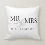 Modern Black and White Mr & Mrs Name Throw Pillow<br><div class="desc">Modern Black and White Mr & Mrs Name Throw Pillow. Personalize with your name. Excellent for weddings,  newly weds. We invite you to visit our Zazzle's store,  Simon & Grace,  to view matching products and more. Please contact us if you require any assistance.</div>