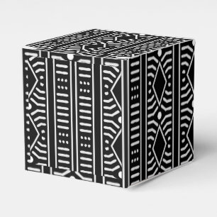 Modern Black and White Mudcloth Stripe Favor Boxes