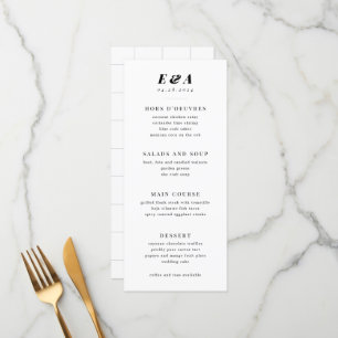 Modern Black and White Multi Course Wedding Menu