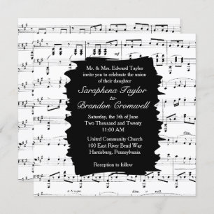 Modern Black and White Music Wedding Invitation