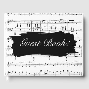 Modern Black and White Music Wedding Invitation Guest Book