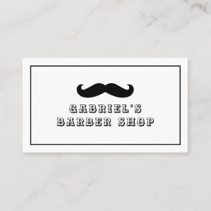 Modern Black and White Mustache Barber Shop Business Card