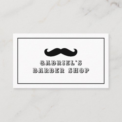 Modern Black and White Mustache Barber Shop Business Card