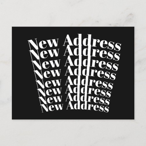Modern Black And White New Address Announcement Postcard