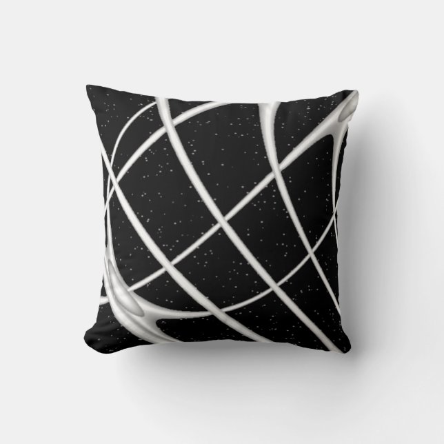 Modern Black and White Odyssey Throw Pillow (Front)
