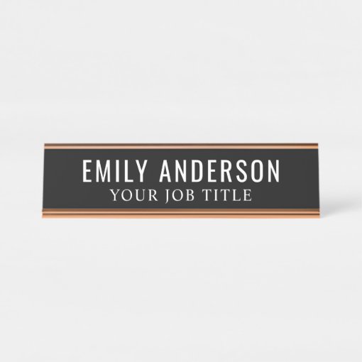 Modern Black and White Office Employee Desk Name Plate | Zazzle
