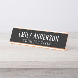 Modern Black and White Office Employee Desk Name Plate