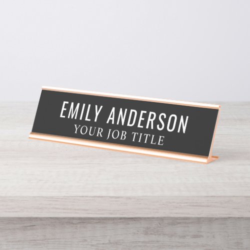 Modern Black and White Office Employee Desk Name Plate