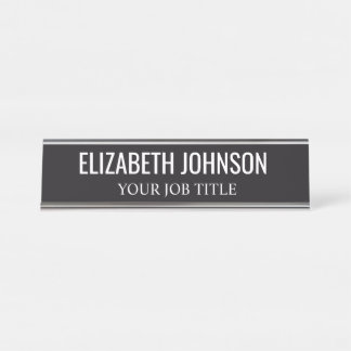 Modern Black and White Office Employee Desk Name Plate