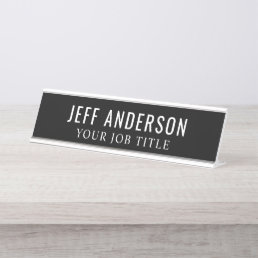 Modern Black and White Office Employee Desk Name Plate
