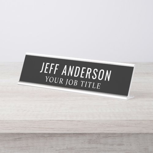 Modern Black and White Office Employee Desk Name Plate
