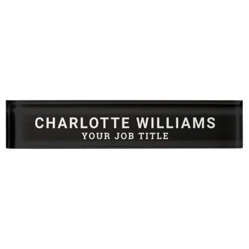 Modern Black and White Office Employee Desk Name Plate