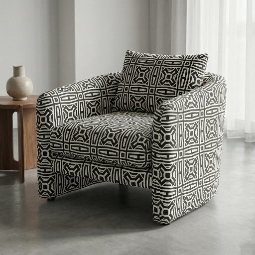 Modern Black and White Op Art Geometric Pattern Fabric