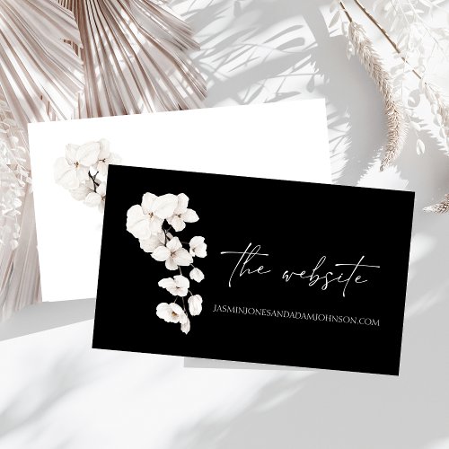 Modern Black and White Orchids Wedding Website Enclosure Card