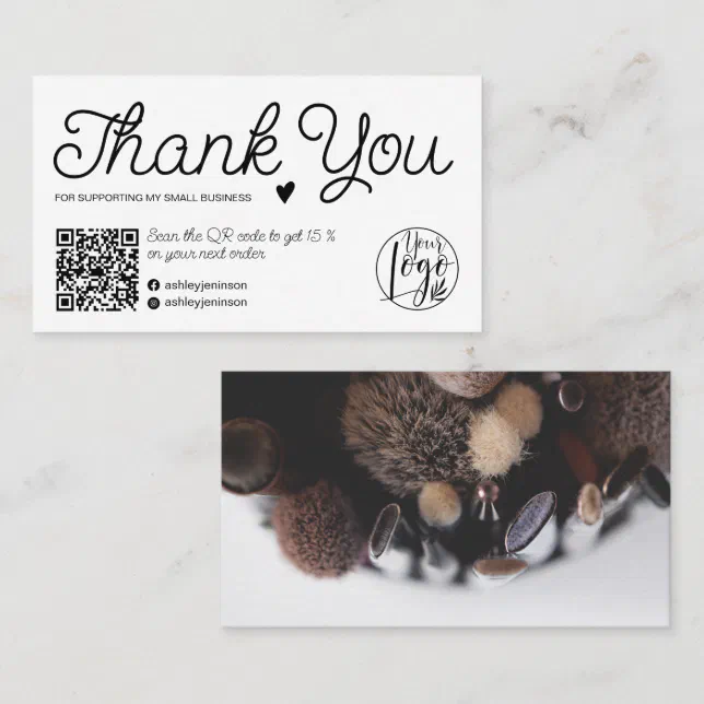 Modern black and white order thank you Qr code Business Card | Zazzle