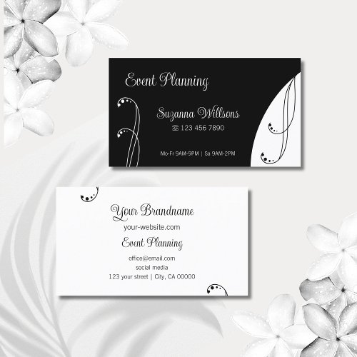 Modern Black and White Ornamental Squiggled Ornate Business Card