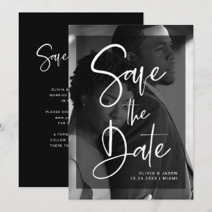 Modern Black and White Overlay Photo Save The Date