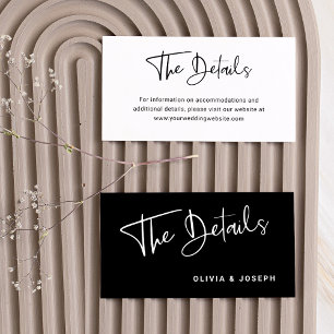 Modern Black and White Overlay   Wedding Details Enclosure Card