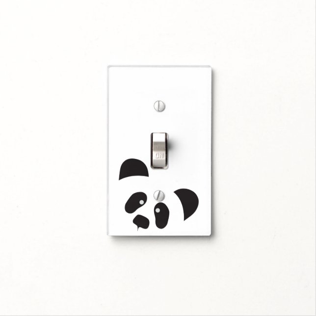 Modern Black and White Panda Light Switch Cover (In Situ)