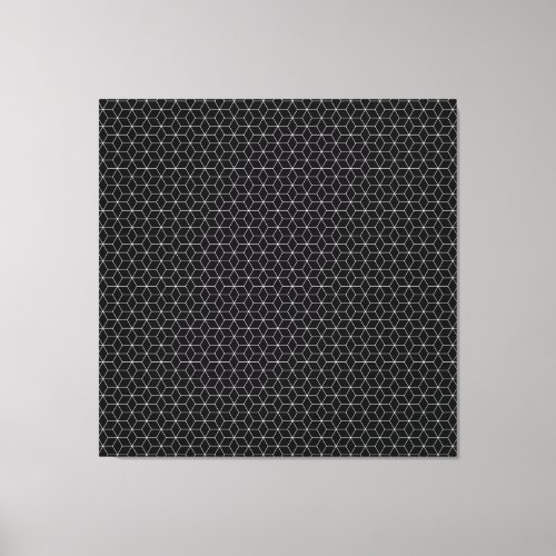 Modern Black and White Pattern Hexagon Canvas Print