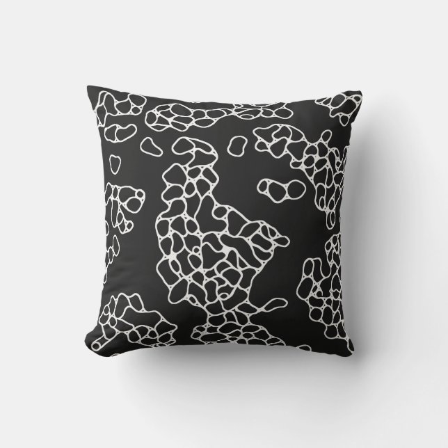 Modern Black and White Pattern Outdoor Pillow (Front)