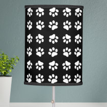 Modern Black and White Paw Print Pattern Table Lamp