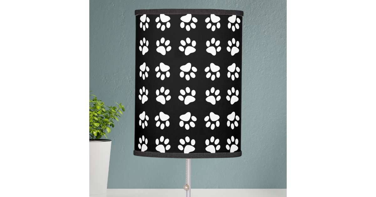 Modern Black and White Paw Print Pattern Table Lamp | Zazzle