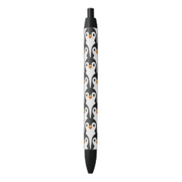 Modern Black and White Penguin Pattern Black Ink Pen