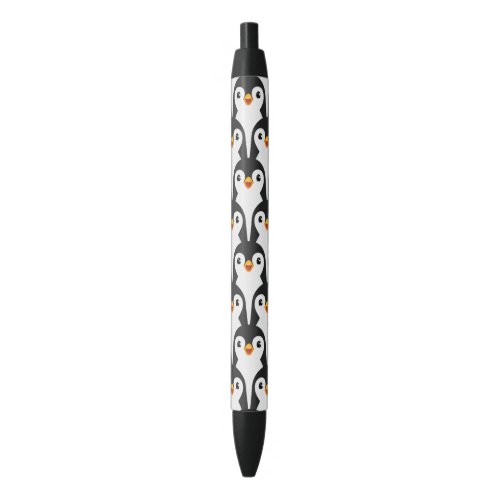 Modern Black and White Penguin Pattern Black Ink Pen