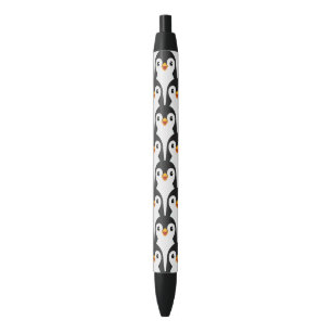 Modern Black and White Penguin Pattern Pen