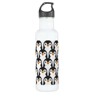 Modern Black and White Penguin Pattern Stainless Steel Water Bottle