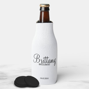 Modern Black and White Personalized Bridesmaids Bottle Cooler