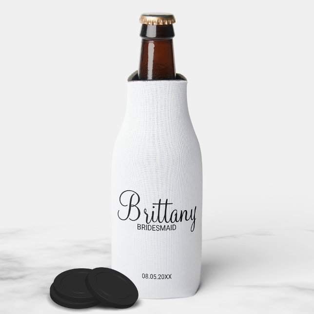 Modern Black and White Personalized Bridesmaids Bottle Cooler (Creator Uploaded)