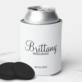 Modern Black And White Personalized Bridesmaids Can Cooler by manadesignco at Zazzle