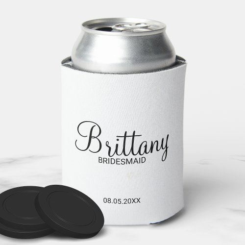 Modern Black and White Personalized Bridesmaids Can Cooler