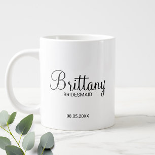 Modern Black and White Personalized Bridesmaids Co Giant Coffee Mug