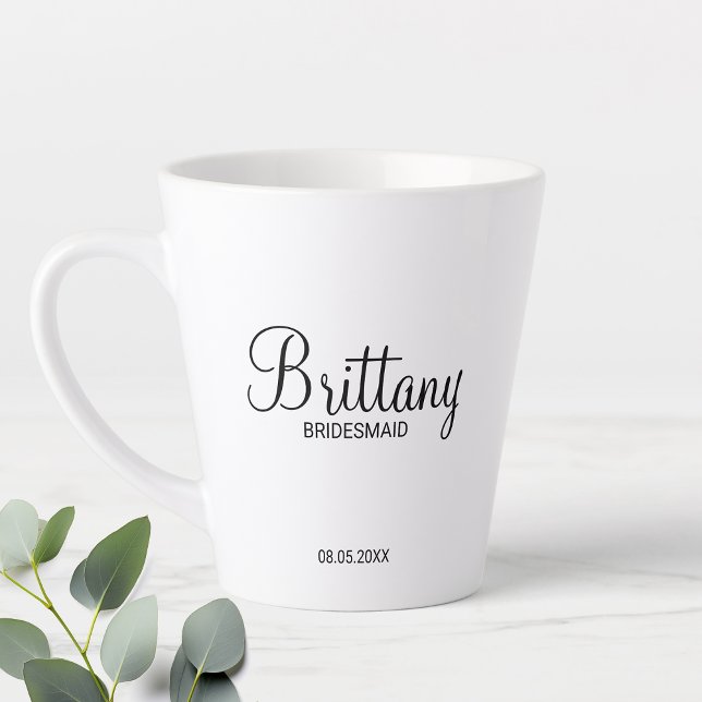Modern Black and White Personalized Bridesmaids Co Latte Mug (Creator Uploaded)