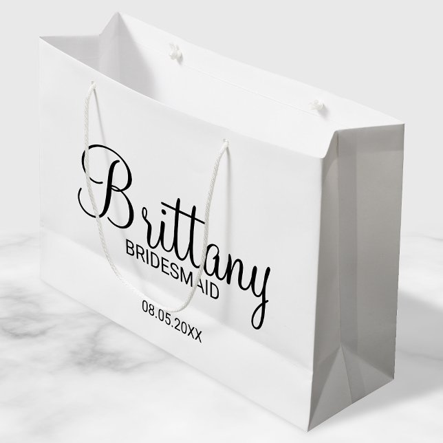 Modern Black and White Personalized Bridesmaids Large Gift Bag (Creator Uploaded)