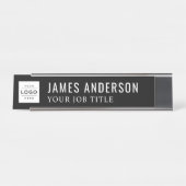 Modern Black and White Personalized Business Logo Desk Name Plate | Zazzle