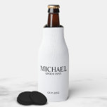 Modern Black and White Personalized Groomsman Bottle Cooler<br><div class="desc">Modern Black and White Personalized Groomsman Gifts
featuring personalized groomsman's name,  title and wedding date in classic serif font style.

Also perfect for Best Man,  Father of the Bride and more.</div>