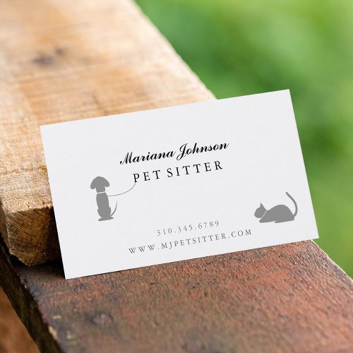 Modern Black and White Pet Sitter Business Card