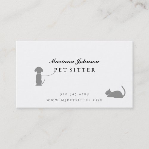 Modern Black and White Pet Sitter Business Card