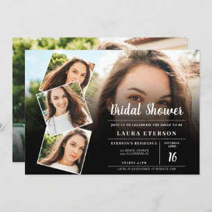 Modern black and white photo bridal shower invitation
