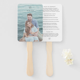 Modern Black and White Photo Chic Wedding Program Hand Fan