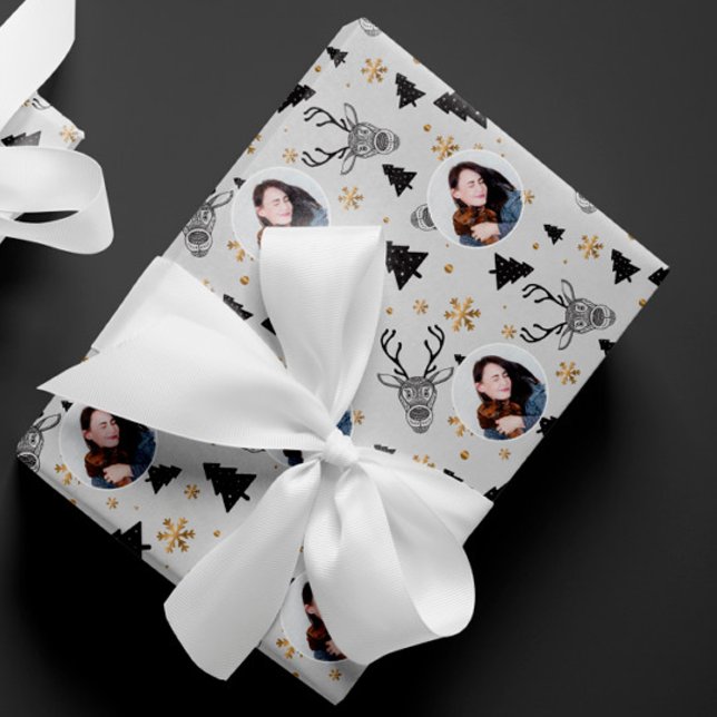 Modern Black and White Photo Christmas Wrapping Paper (Creator Uploaded)